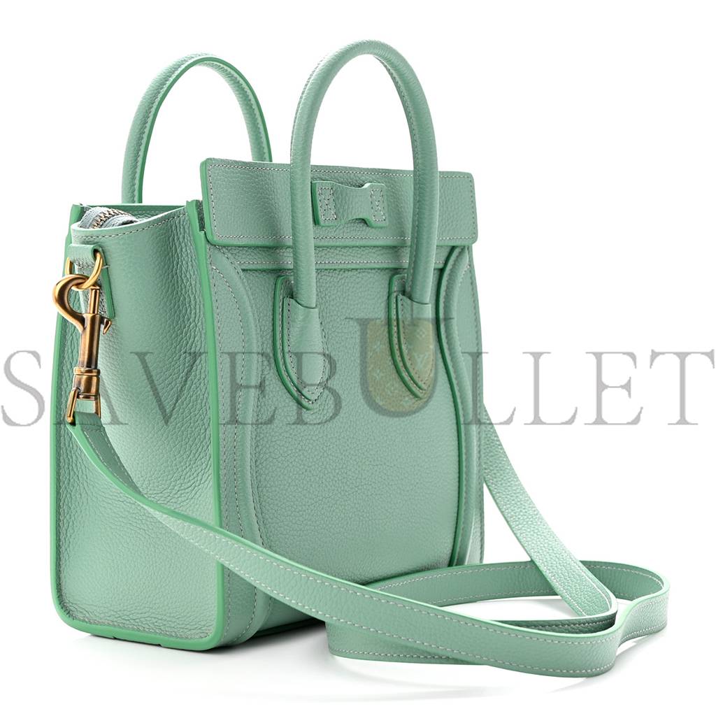 CELINE DRUMMED CALFSKIN NANO LUGGAGE CELADON (21*20*10cm) CELINE DRUMMED CALFSKIN NANO LUGGAGE CELADON (21*20*10cm)