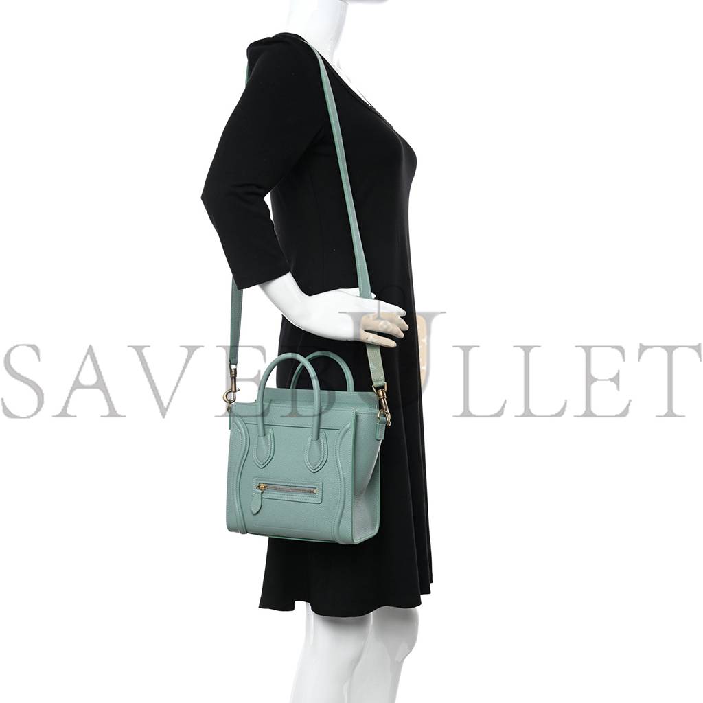 CELINE DRUMMED CALFSKIN NANO LUGGAGE CELADON (21*20*10cm) CELINE DRUMMED CALFSKIN NANO LUGGAGE CELADON (21*20*10cm)