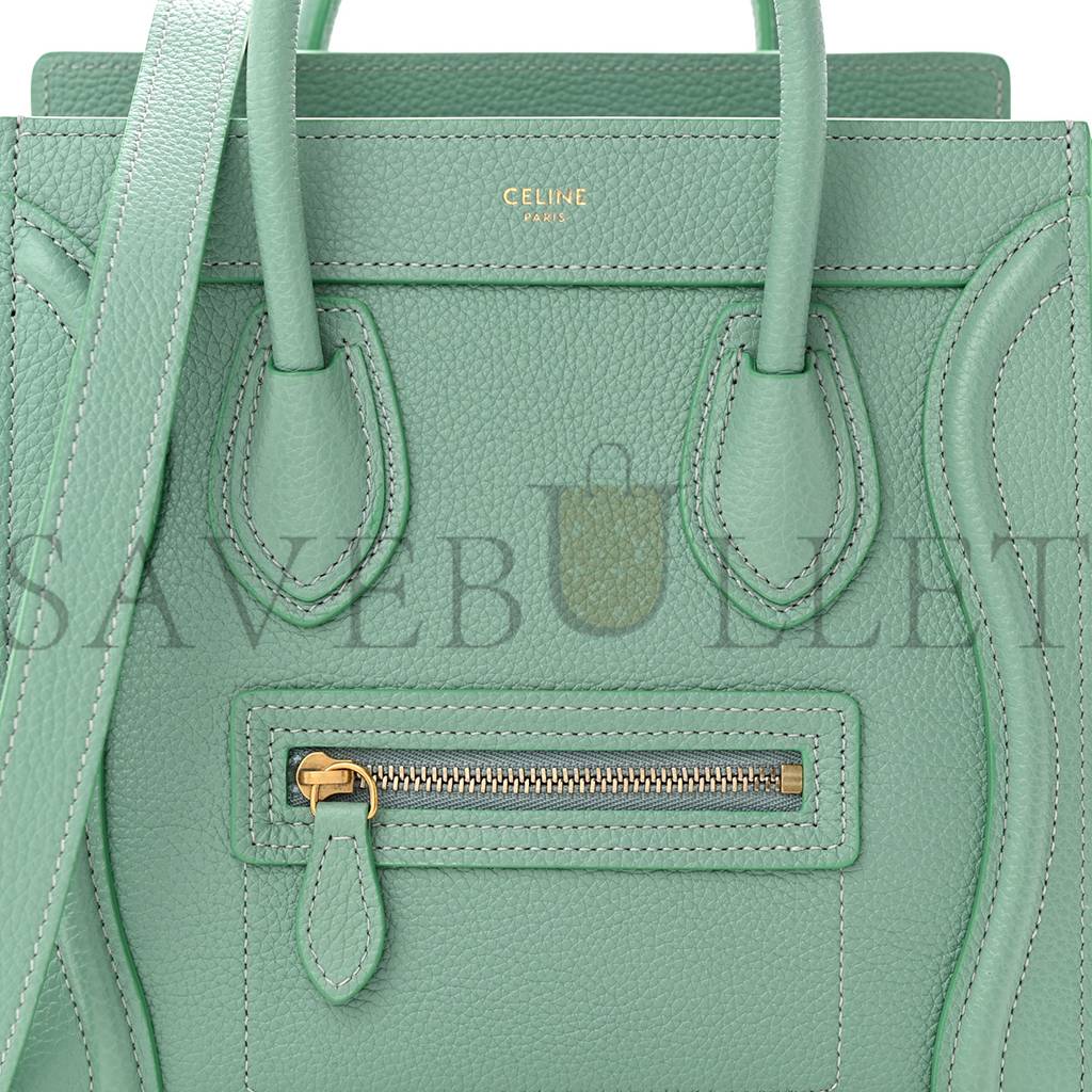 CELINE DRUMMED CALFSKIN NANO LUGGAGE CELADON (21*20*10cm) CELINE DRUMMED CALFSKIN NANO LUGGAGE CELADON (21*20*10cm)
