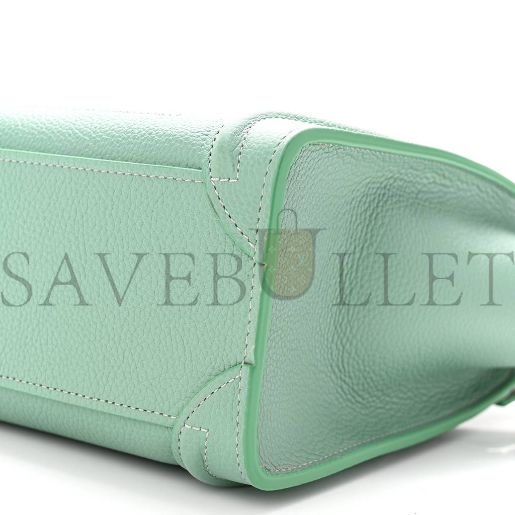CELINE DRUMMED CALFSKIN NANO LUGGAGE CELADON (21*20*10cm) CELINE DRUMMED CALFSKIN NANO LUGGAGE CELADON (21*20*10cm)