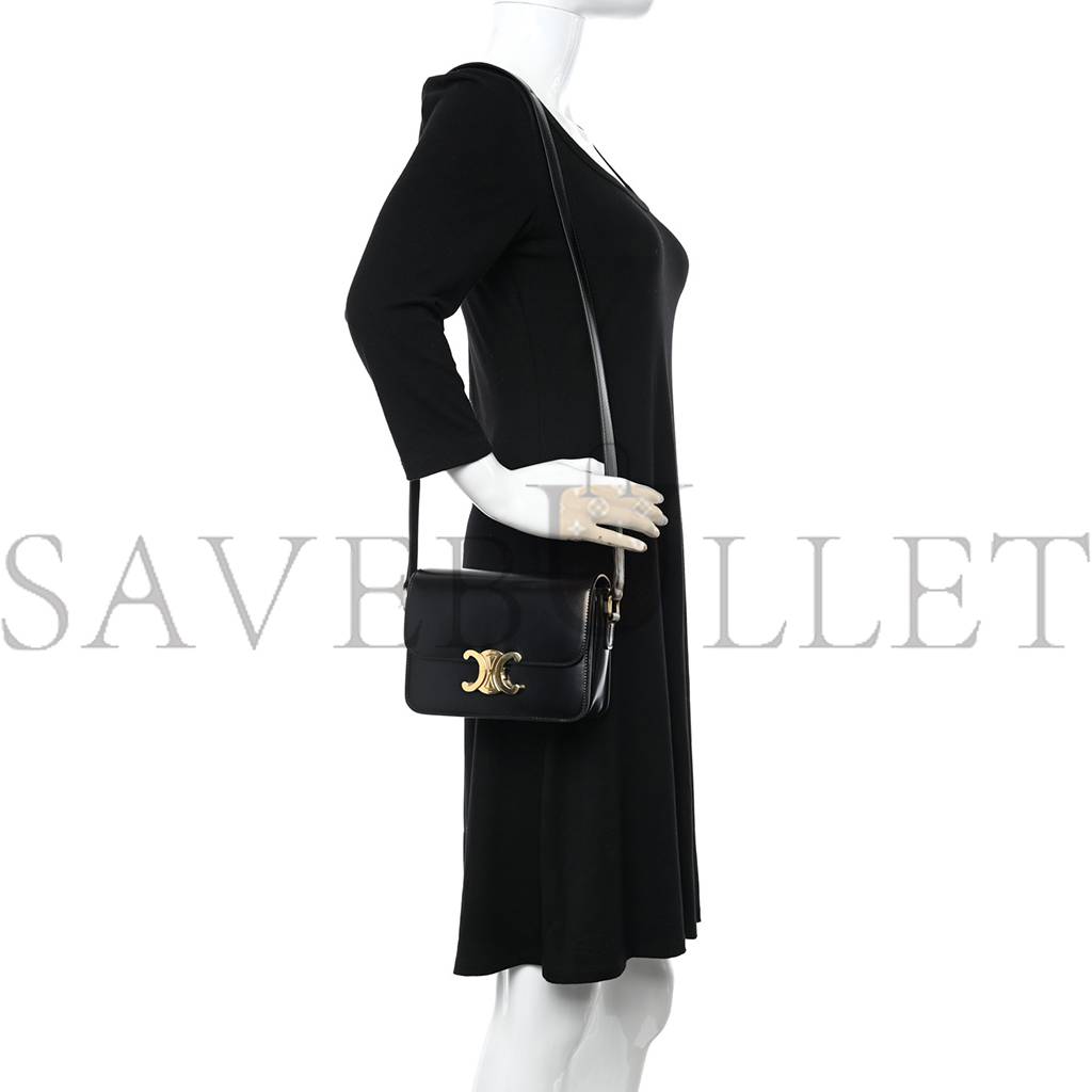 CELINE SHINY CALFSKIN TEEN TRIOMPHE BLACK (18*14*6cm) CELINE SHINY CALFSKIN TEEN TRIOMPHE BLACK (18*14*6cm)