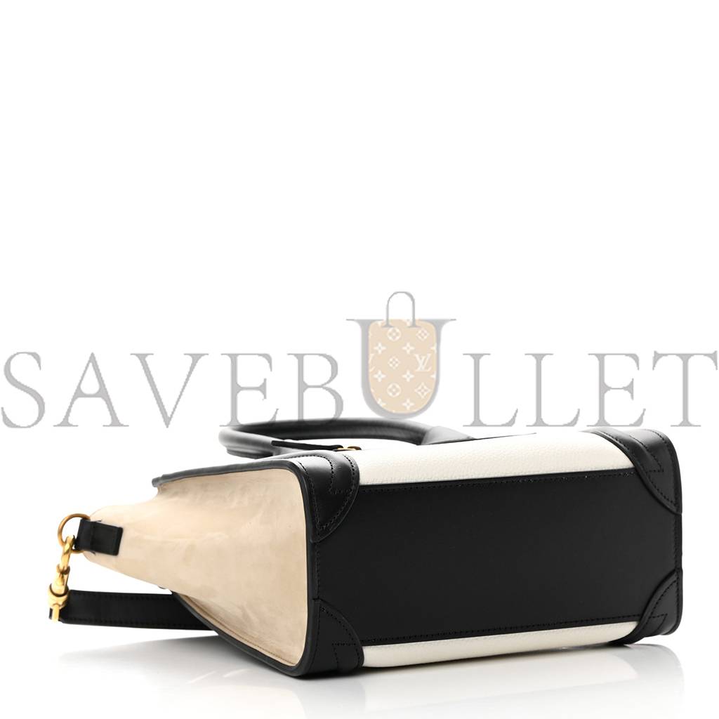 CELINE BABY GRAINED CALFSKIN NUBUCK NANO TRI-COLOR LUGGAGE WHITE LIGHT TAUPE (21*20*10cm) CELINE BABY GRAINED CALFSKIN NUBUCK NANO TRI-COLOR LUGGAGE WHITE LIGHT TAUPE (21*20*10cm)