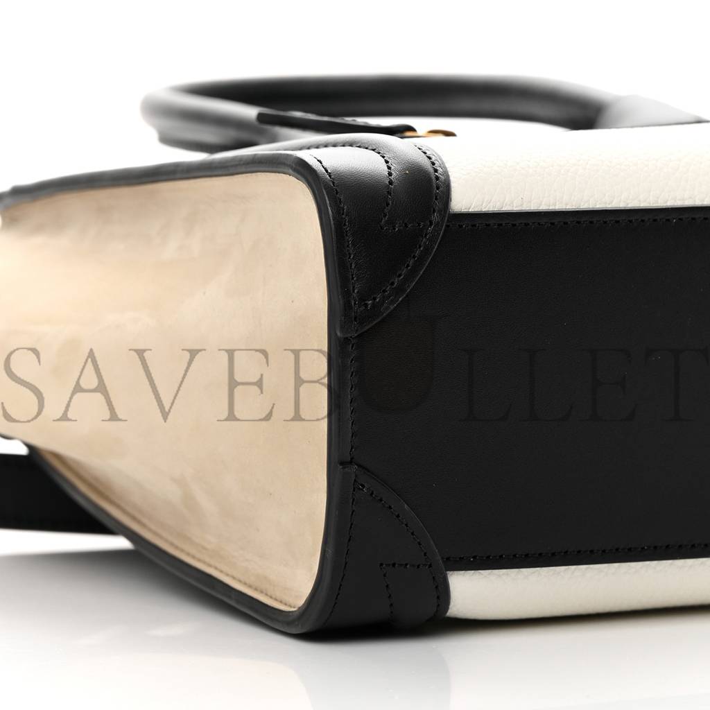 CELINE BABY GRAINED CALFSKIN NUBUCK NANO TRI-COLOR LUGGAGE WHITE LIGHT TAUPE (21*20*10cm) CELINE BABY GRAINED CALFSKIN NUBUCK NANO TRI-COLOR LUGGAGE WHITE LIGHT TAUPE (21*20*10cm)
