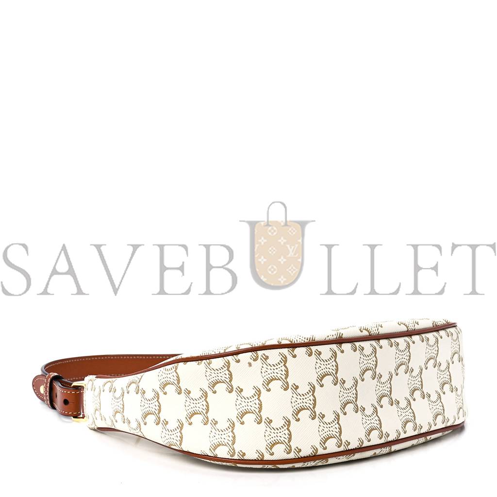 CELINE CANVAS CALFSKIN AVA TRIOMPHE SHOULDER BAG WHITE (20*17*6cm) CELINE CANVAS CALFSKIN AVA TRIOMPHE SHOULDER BAG WHITE (20*17*6cm)