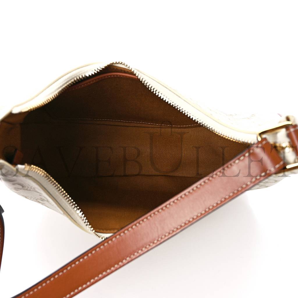 CELINE CANVAS CALFSKIN AVA TRIOMPHE SHOULDER BAG WHITE (20*17*6cm) CELINE CANVAS CALFSKIN AVA TRIOMPHE SHOULDER BAG WHITE (20*17*6cm)