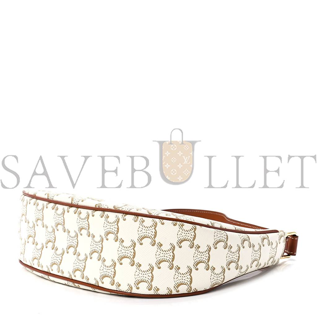 CELINE CANVAS CALFSKIN AVA TRIOMPHE SHOULDER BAG WHITE (20*17*6cm) CELINE CANVAS CALFSKIN AVA TRIOMPHE SHOULDER BAG WHITE (20*17*6cm)