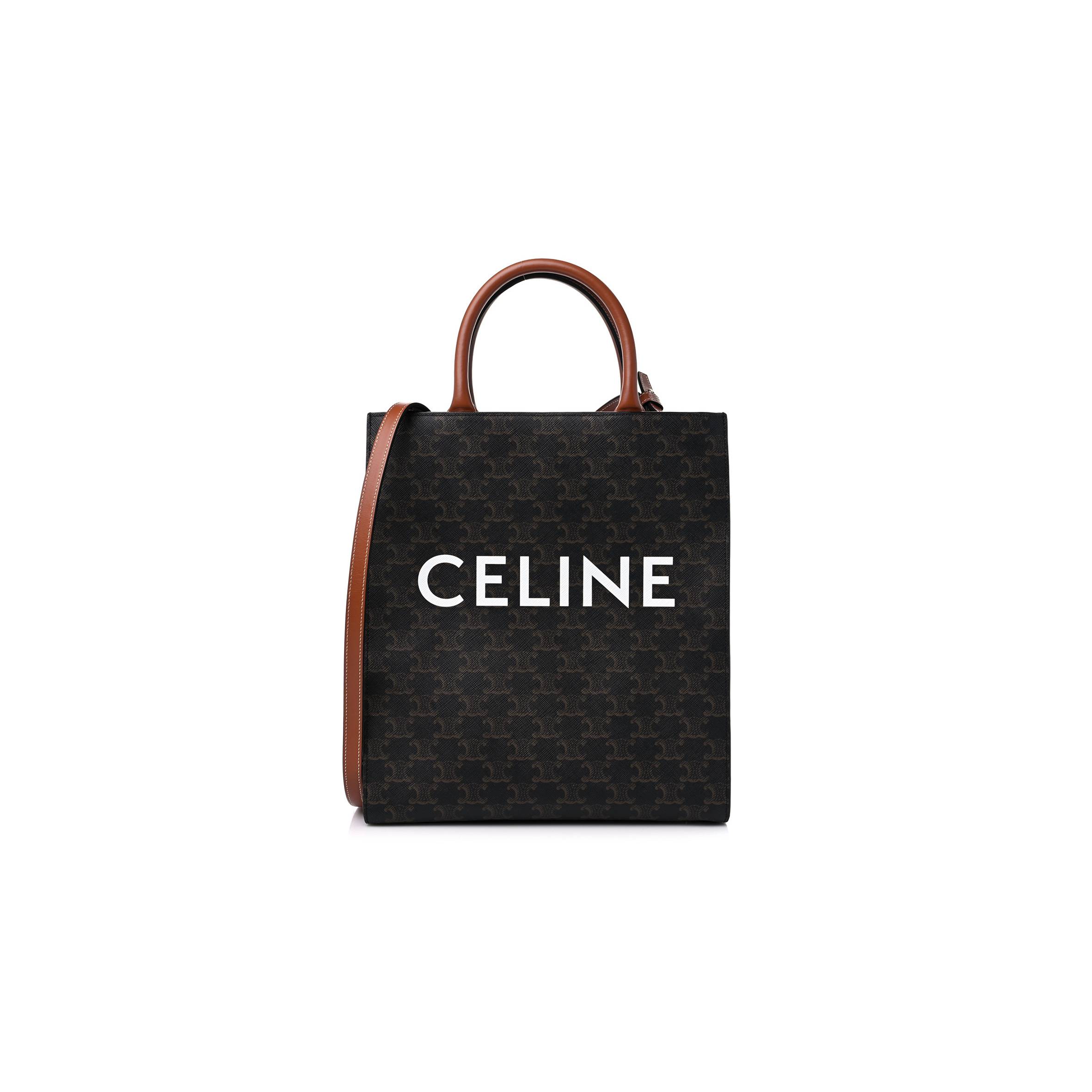 CELINE TRIOMPHE CANVAS CALFSKIN SMALL VERTICAL CABAS TAN (32*28*8cm) CELINE TRIOMPHE CANVAS CALFSKIN SMALL VERTICAL CABAS TAN (32*28*8cm)