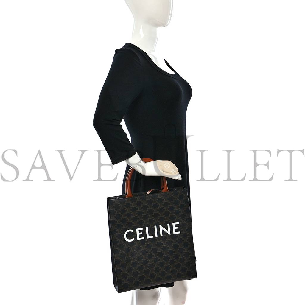 CELINE TRIOMPHE CANVAS CALFSKIN SMALL VERTICAL CABAS TAN (32*28*8cm) CELINE TRIOMPHE CANVAS CALFSKIN SMALL VERTICAL CABAS TAN (32*28*8cm)
