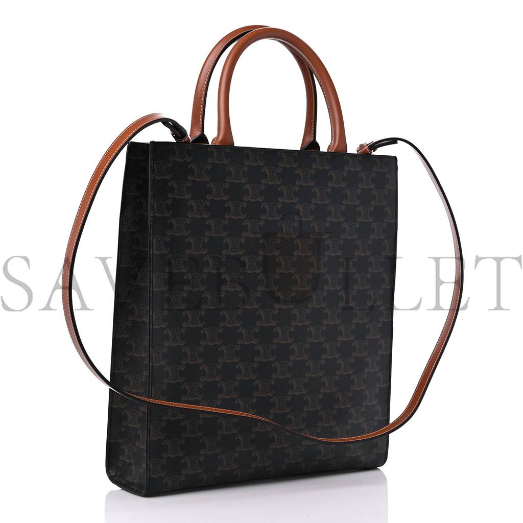 CELINE TRIOMPHE CANVAS CALFSKIN SMALL VERTICAL CABAS TAN (32*28*8cm) CELINE TRIOMPHE CANVAS CALFSKIN SMALL VERTICAL CABAS TAN (32*28*8cm)