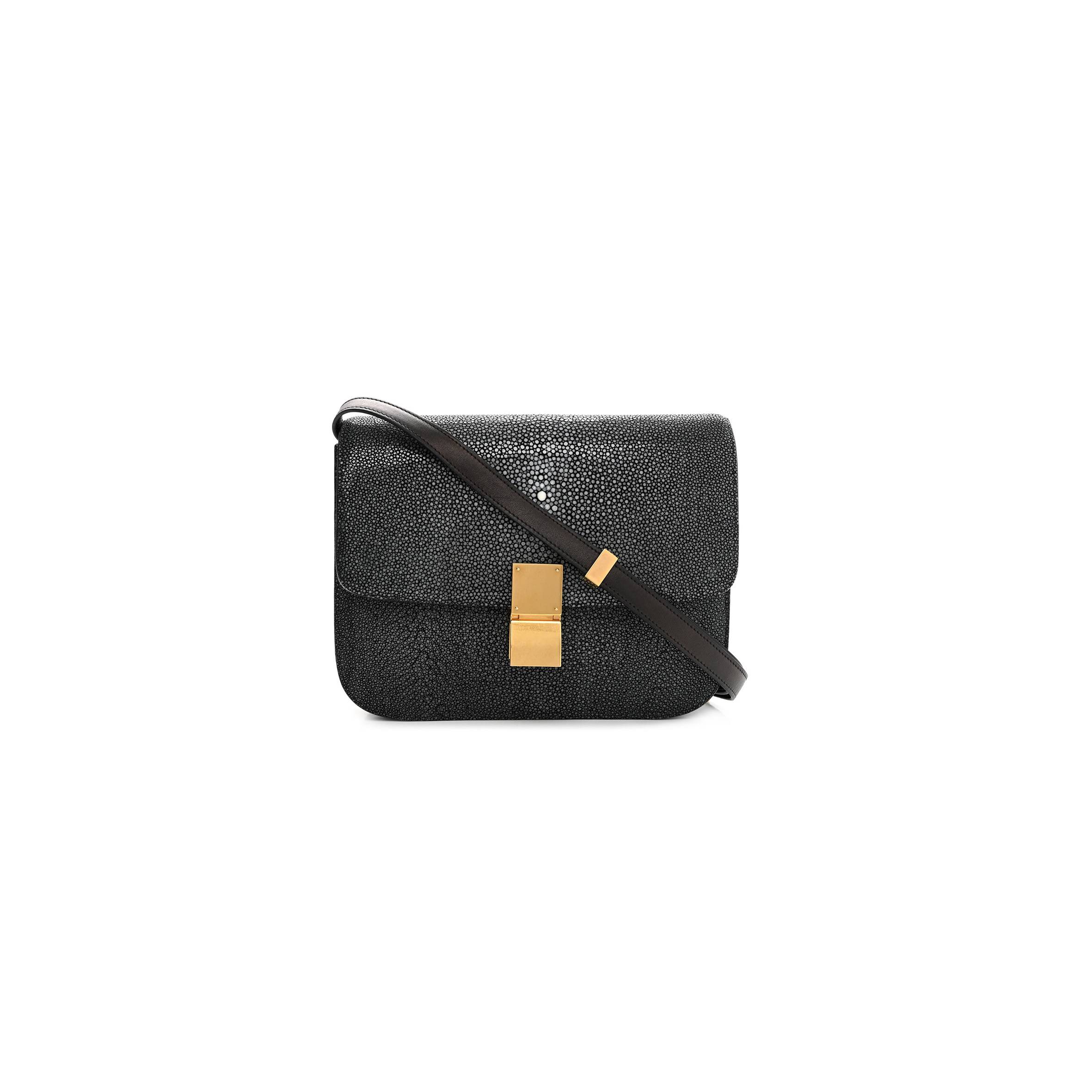 CELINE STINGRAY MEDIUM CLASSIC BOX FLAP BAG BLACK (23*18*8cm) CELINE STINGRAY MEDIUM CLASSIC BOX FLAP BAG BLACK (23*18*8cm)