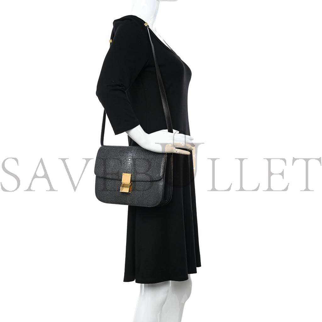 CELINE STINGRAY MEDIUM CLASSIC BOX FLAP BAG BLACK (23*18*8cm) CELINE STINGRAY MEDIUM CLASSIC BOX FLAP BAG BLACK (23*18*8cm)
