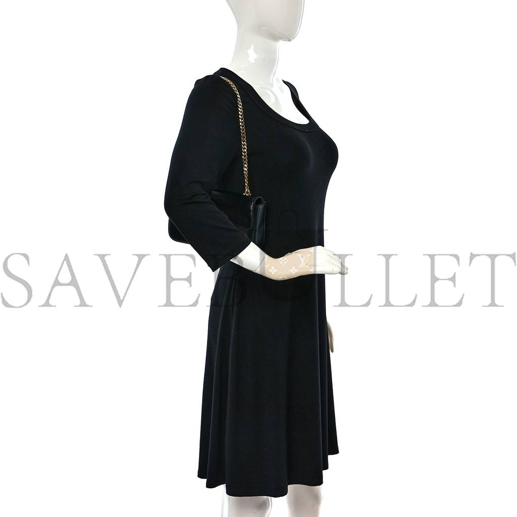 CELINE SHINY CALFSKIN CUIR TRIOMPHE CHAIN SHOULDER BAG BLACK (20*11*4cm) CELINE SHINY CALFSKIN CUIR TRIOMPHE CHAIN SHOULDER BAG BLACK (20*11*4cm)