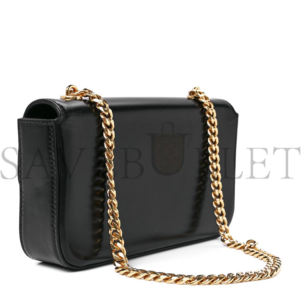 CELINE SHINY CALFSKIN CUIR TRIOMPHE CHAIN SHOULDER BAG BLACK (20*11*4cm) CELINE SHINY CALFSKIN CUIR TRIOMPHE CHAIN SHOULDER BAG BLACK (20*11*4cm)