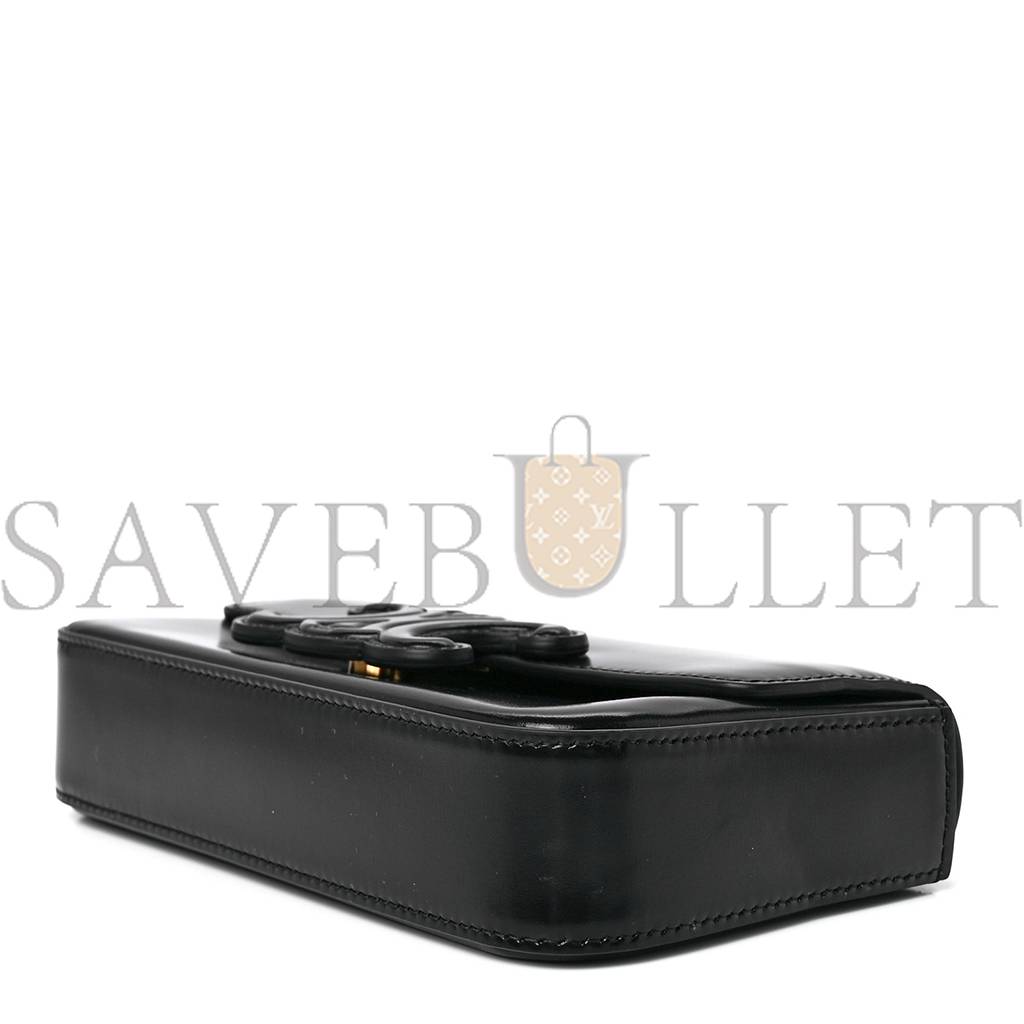 CELINE SHINY CALFSKIN CUIR TRIOMPHE CHAIN SHOULDER BAG BLACK (20*11*4cm) CELINE SHINY CALFSKIN CUIR TRIOMPHE CHAIN SHOULDER BAG BLACK (20*11*4cm)