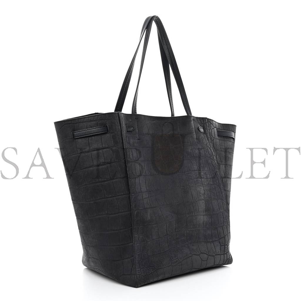CELINE NUBUCK CROCODILE EMBOSSED MEDIUM BELT CABAS PHANTOM NAVY BLUE (34*28*20cm) CELINE NUBUCK CROCODILE EMBOSSED MEDIUM BELT CABAS PHANTOM NAVY BLUE (34*28*20cm)