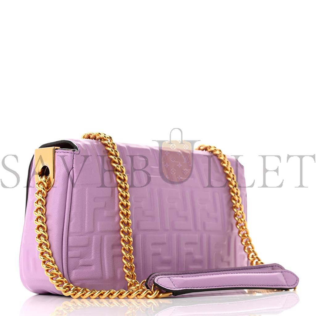 FENDI NAPPA SMALL FF EMBOSSED MIDI CHAIN BAGUETTE VIOLETTA (23*13*6cm) FENDI NAPPA SMALL FF EMBOSSED MIDI CHAIN BAGUETTE VIOLETTA (23*13*6cm)