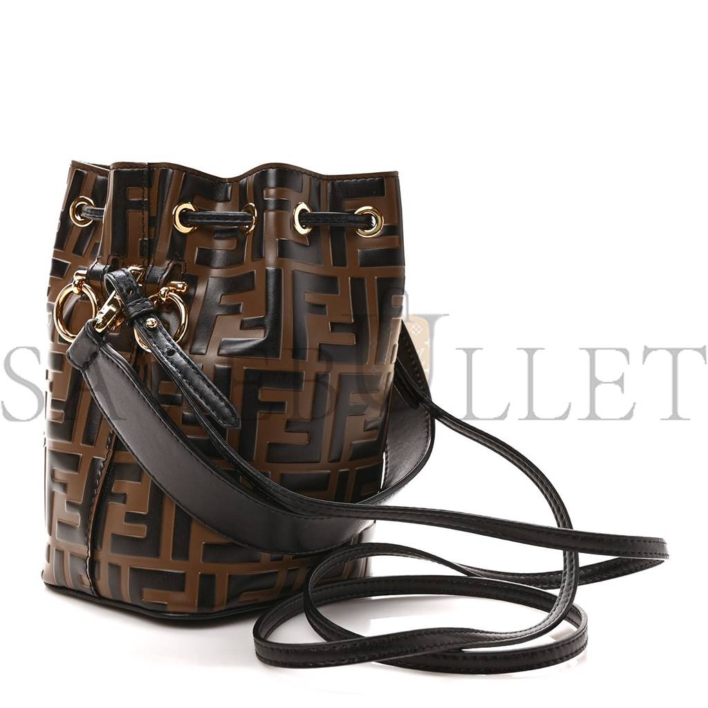 FENDI VITELLO LIBERTY F IS FENDI BI-COLOR FF 1974 EMBOSSED MINI MON TRESOR BUCKET BAG MAYA BLACK (18*12*10cm) FENDI VITELLO LIBERTY F IS FENDI BI-COLOR FF 1974 EMBOSSED MINI MON TRESOR BUCKET BAG MAYA BLACK (18*12*10cm)