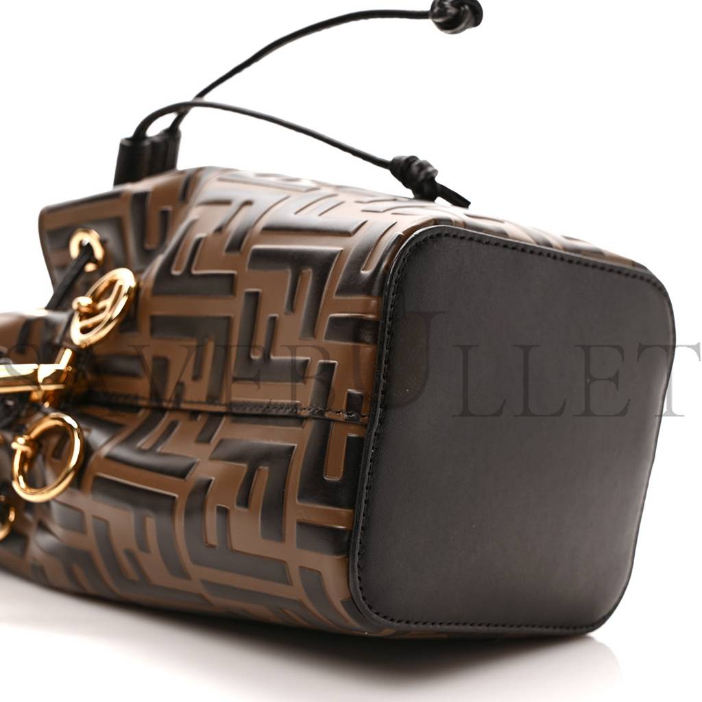 FENDI VITELLO LIBERTY F IS FENDI BI-COLOR FF 1974 EMBOSSED MINI MON TRESOR BUCKET BAG MAYA BLACK (18*12*10cm) FENDI VITELLO LIBERTY F IS FENDI BI-COLOR FF 1974 EMBOSSED MINI MON TRESOR BUCKET BAG MAYA BLACK (18*12*10cm)