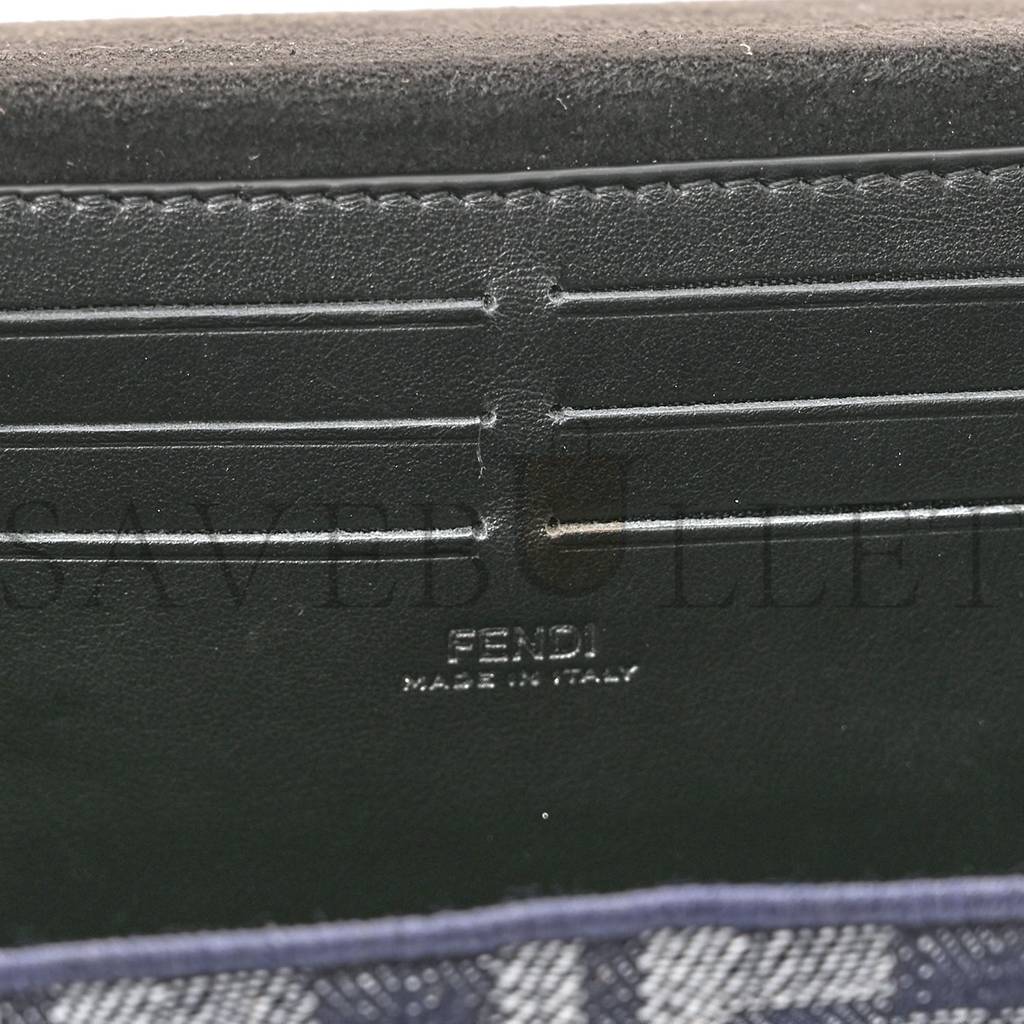 FENDI FABRIC JACQUARD REACTIVE JEAN DENIM VITELLO COVER FF BAGUETTE SOFT TRUNK BLUE BLACK (21*12*6cm) FENDI FABRIC JACQUARD REACTIVE JEAN DENIM VITELLO COVER FF BAGUETTE SOFT TRUNK BLUE BLACK (21*12*6cm)