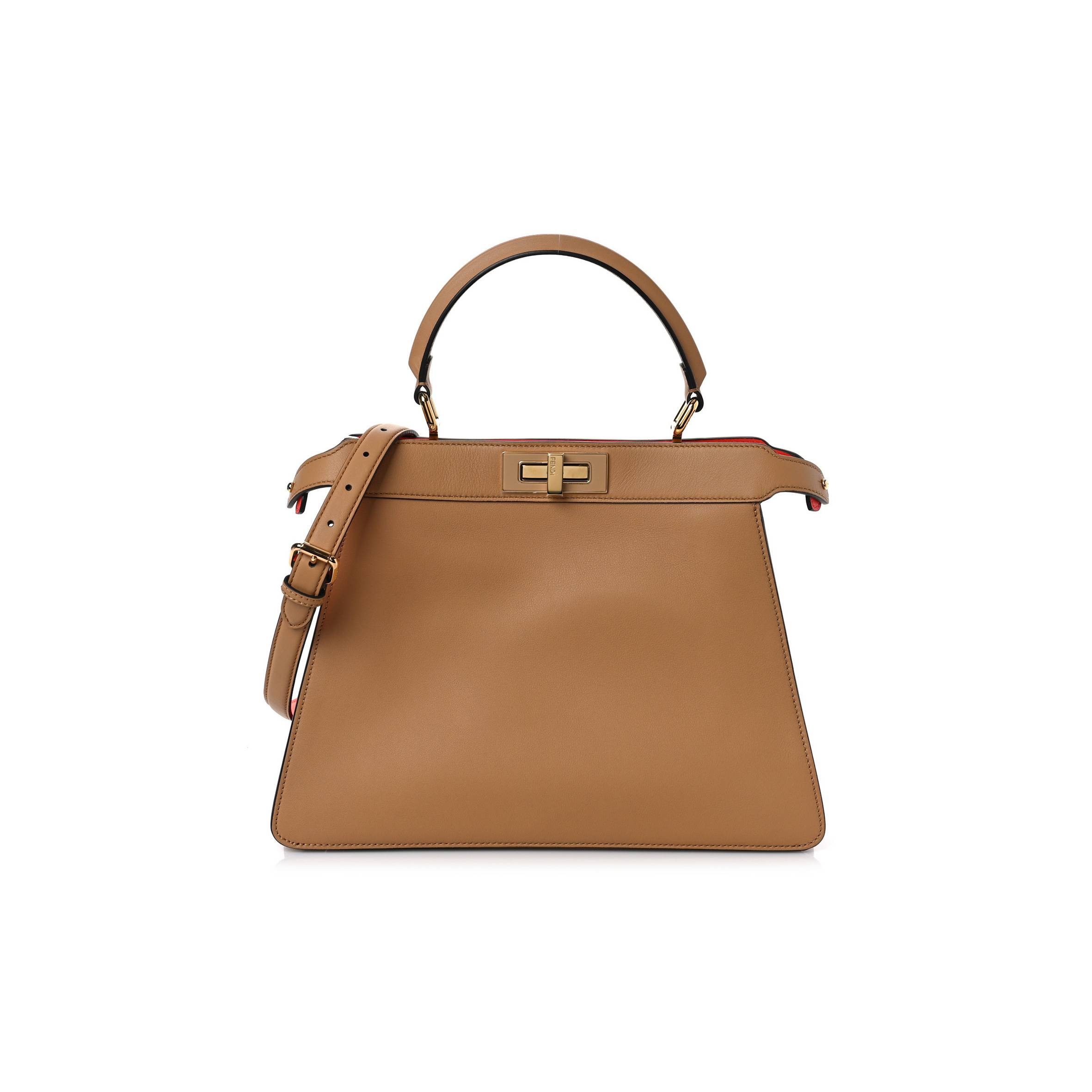 FENDI VITELLO SETA NAPPA PLEXIGLASS BI-COLOR MEDIUM PEEKABOO I SEE U SATCHEL MIELE SCURO TULIPANO (33*25*13cm) FENDI VITELLO SETA NAPPA PLEXIGLASS BI-COLOR MEDIUM PEEKABOO I SEE U SATCHEL MIELE SCURO TULIPANO (33*25*13cm)