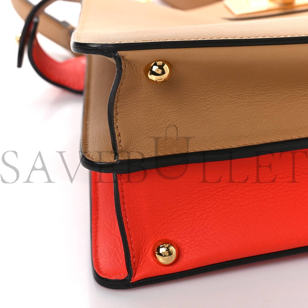 FENDI VITELLO SETA NAPPA PLEXIGLASS BI-COLOR MEDIUM PEEKABOO I SEE U SATCHEL MIELE SCURO TULIPANO (33*25*13cm) FENDI VITELLO SETA NAPPA PLEXIGLASS BI-COLOR MEDIUM PEEKABOO I SEE U SATCHEL MIELE SCURO TULIPANO (33*25*13cm)
