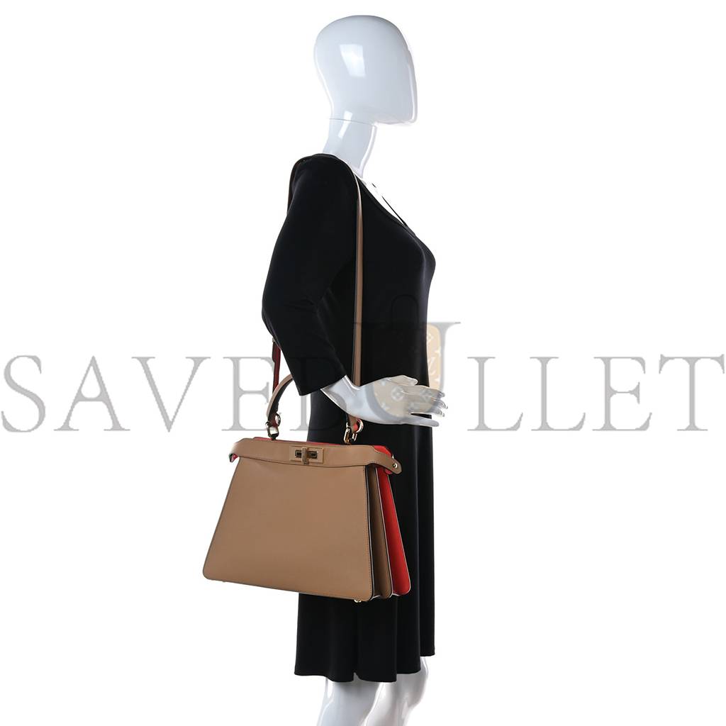 FENDI VITELLO SETA NAPPA PLEXIGLASS BI-COLOR MEDIUM PEEKABOO I SEE U SATCHEL MIELE SCURO TULIPANO (33*25*13cm) FENDI VITELLO SETA NAPPA PLEXIGLASS BI-COLOR MEDIUM PEEKABOO I SEE U SATCHEL MIELE SCURO TULIPANO (33*25*13cm)