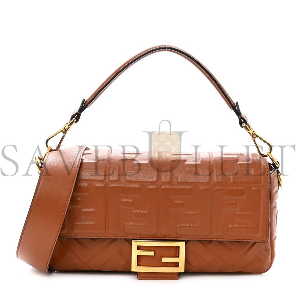 FENDI NAPPA FF 1974 EMBOSSED BAGUETTE COLONIALE (26*16*6cm) FENDI NAPPA FF 1974 EMBOSSED BAGUETTE COLONIALE (26*16*6cm)