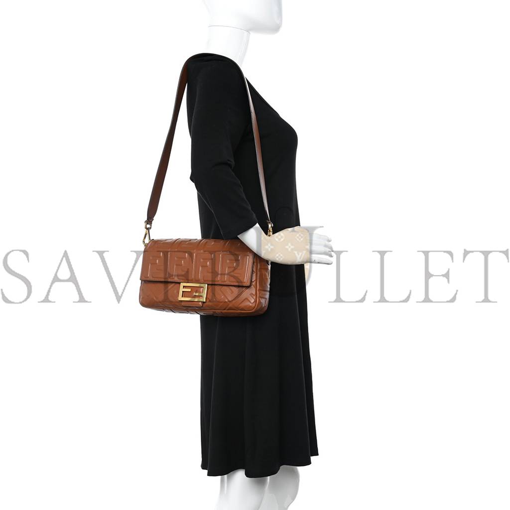 FENDI NAPPA FF 1974 EMBOSSED BAGUETTE COLONIALE (26*16*6cm) FENDI NAPPA FF 1974 EMBOSSED BAGUETTE COLONIALE (26*16*6cm)