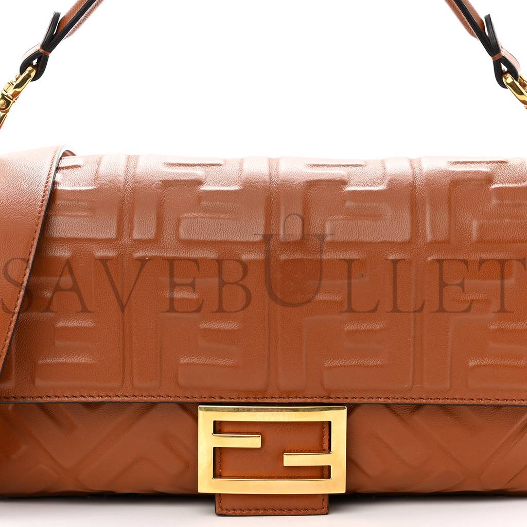 FENDI NAPPA FF 1974 EMBOSSED BAGUETTE COLONIALE (26*16*6cm) FENDI NAPPA FF 1974 EMBOSSED BAGUETTE COLONIALE (26*16*6cm)