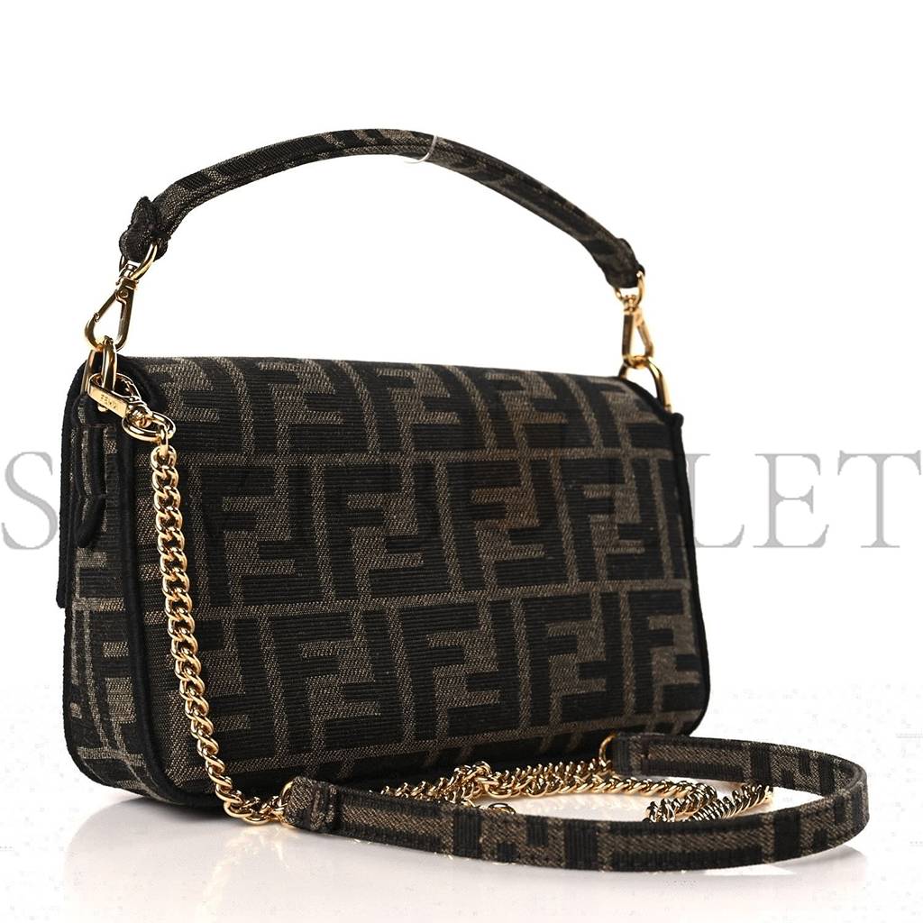 FENDI FABRIC JACQUARD FF 1974 MINI BAGUETTE TOBACCO MORO BLACK (18*12*4cm) FENDI FABRIC JACQUARD FF 1974 MINI BAGUETTE TOBACCO MORO BLACK (18*12*4cm)