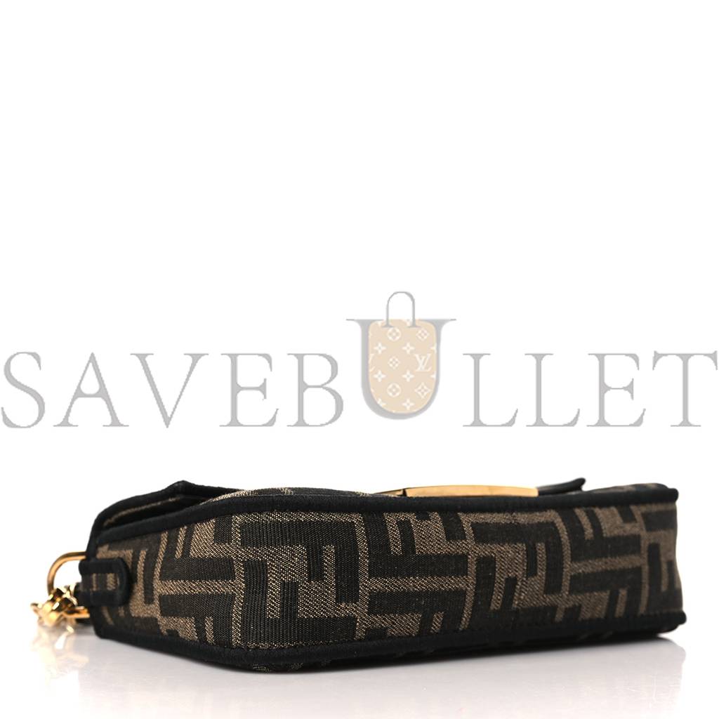 FENDI FABRIC JACQUARD FF 1974 MINI BAGUETTE TOBACCO MORO BLACK (18*12*4cm) FENDI FABRIC JACQUARD FF 1974 MINI BAGUETTE TOBACCO MORO BLACK (18*12*4cm)