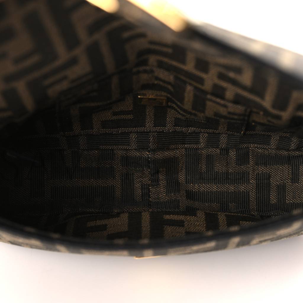 FENDI FABRIC JACQUARD FF 1974 MINI BAGUETTE TOBACCO MORO BLACK (18*12*4cm) FENDI FABRIC JACQUARD FF 1974 MINI BAGUETTE TOBACCO MORO BLACK (18*12*4cm)