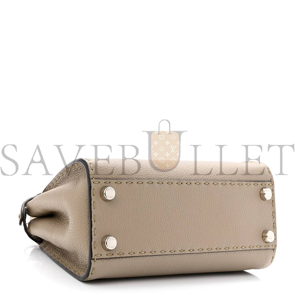 FENDI CUOIO ROMANO PYTHON SELLERIA MINI PEEKABOO ICONIC SATCHEL CORDA WHITE (23*18*11cm) FENDI CUOIO ROMANO PYTHON SELLERIA MINI PEEKABOO ICONIC SATCHEL CORDA WHITE (23*18*11cm)