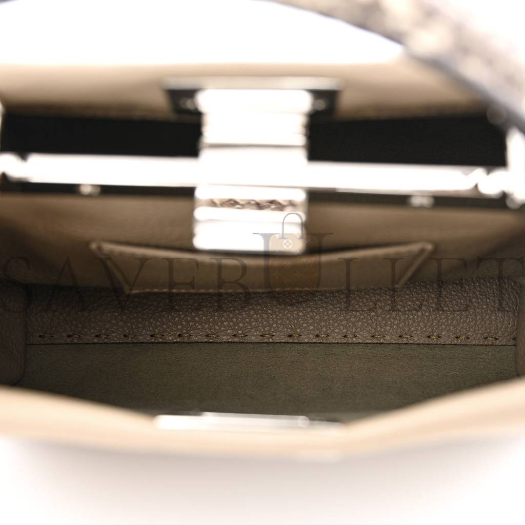FENDI CUOIO ROMANO PYTHON SELLERIA MINI PEEKABOO ICONIC SATCHEL CORDA WHITE (23*18*11cm) FENDI CUOIO ROMANO PYTHON SELLERIA MINI PEEKABOO ICONIC SATCHEL CORDA WHITE (23*18*11cm)
