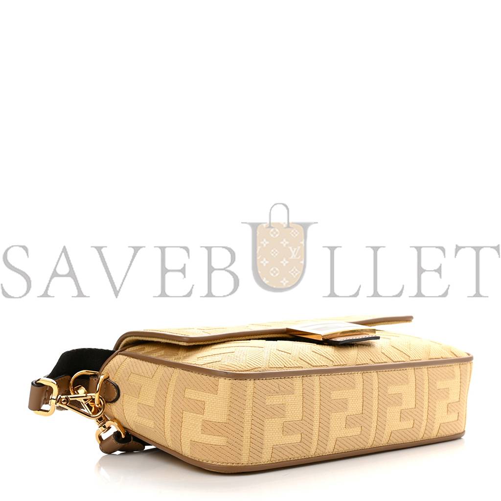 FENDI RAFFIA VITELLO KING LUCIDO FF EMBROIDERED BAGUETTE GRANO SAND (28*15*6cm) FENDI RAFFIA VITELLO KING LUCIDO FF EMBROIDERED BAGUETTE GRANO SAND (28*15*6cm)
