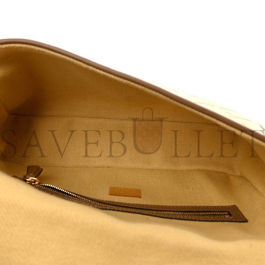 FENDI RAFFIA VITELLO KING LUCIDO FF EMBROIDERED BAGUETTE GRANO SAND (28*15*6cm) FENDI RAFFIA VITELLO KING LUCIDO FF EMBROIDERED BAGUETTE GRANO SAND (28*15*6cm)