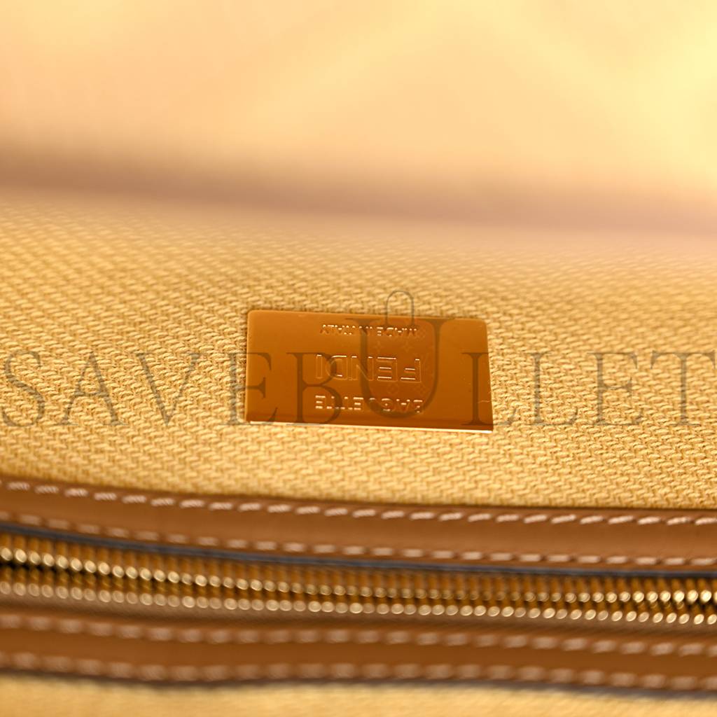 FENDI RAFFIA VITELLO KING LUCIDO FF EMBROIDERED BAGUETTE GRANO SAND (28*15*6cm) FENDI RAFFIA VITELLO KING LUCIDO FF EMBROIDERED BAGUETTE GRANO SAND (28*15*6cm)