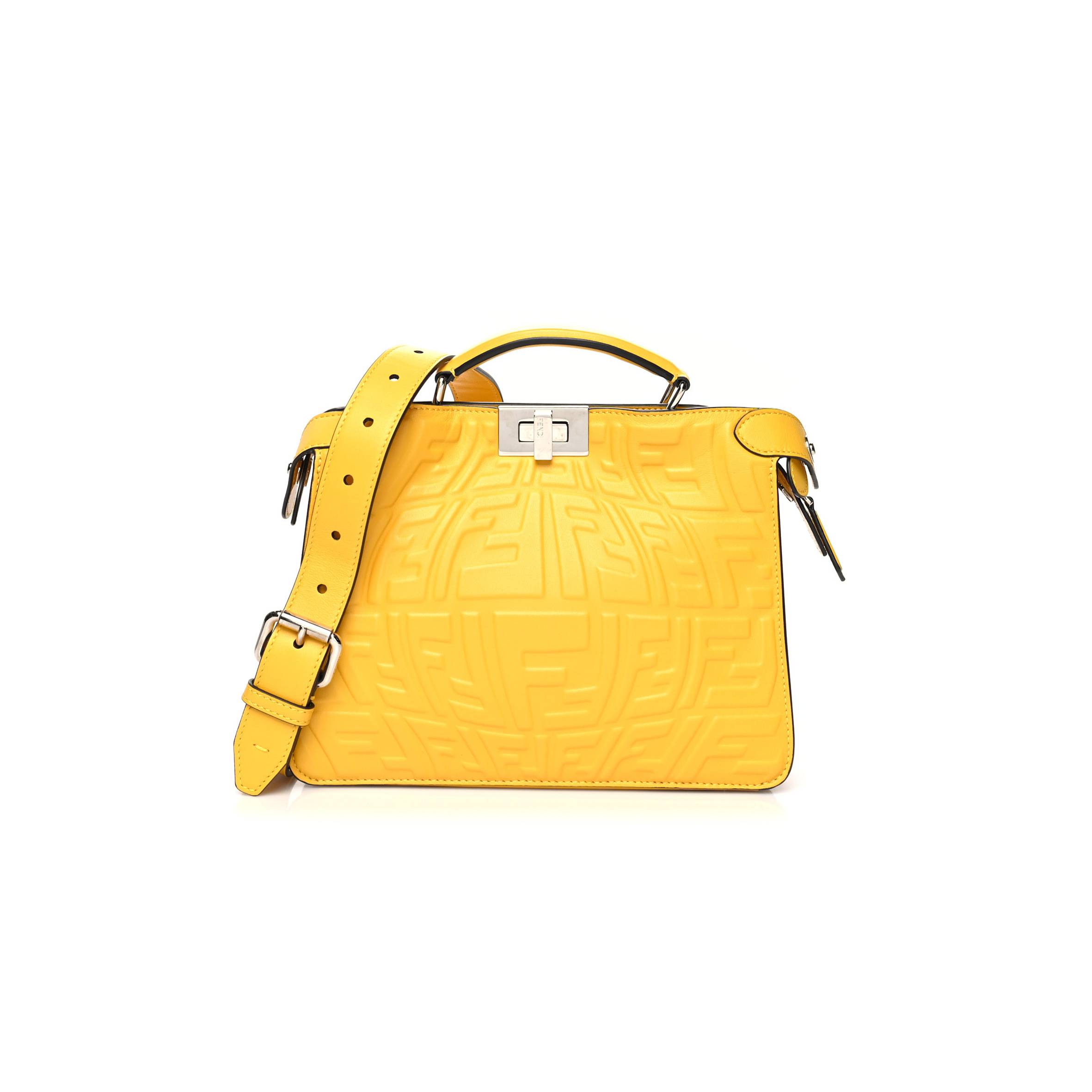 FENDI X SARAH COLEMAN NAPPA FF FISH EYE EMBOSSED MINI PEEKABOO I SEE U SATCHEL MIMOSA (25*20*10cm) FENDI X SARAH COLEMAN NAPPA FF FISH EYE EMBOSSED MINI PEEKABOO I SEE U SATCHEL MIMOSA (25*20*10cm)