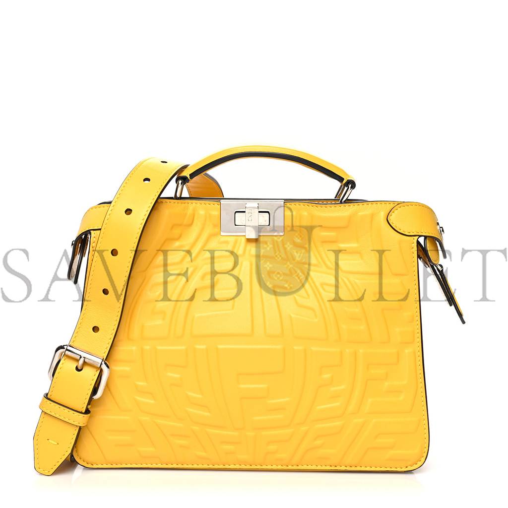 FENDI X SARAH COLEMAN NAPPA FF FISH EYE EMBOSSED MINI PEEKABOO I SEE U SATCHEL MIMOSA (25*20*10cm) FENDI X SARAH COLEMAN NAPPA FF FISH EYE EMBOSSED MINI PEEKABOO I SEE U SATCHEL MIMOSA (25*20*10cm)