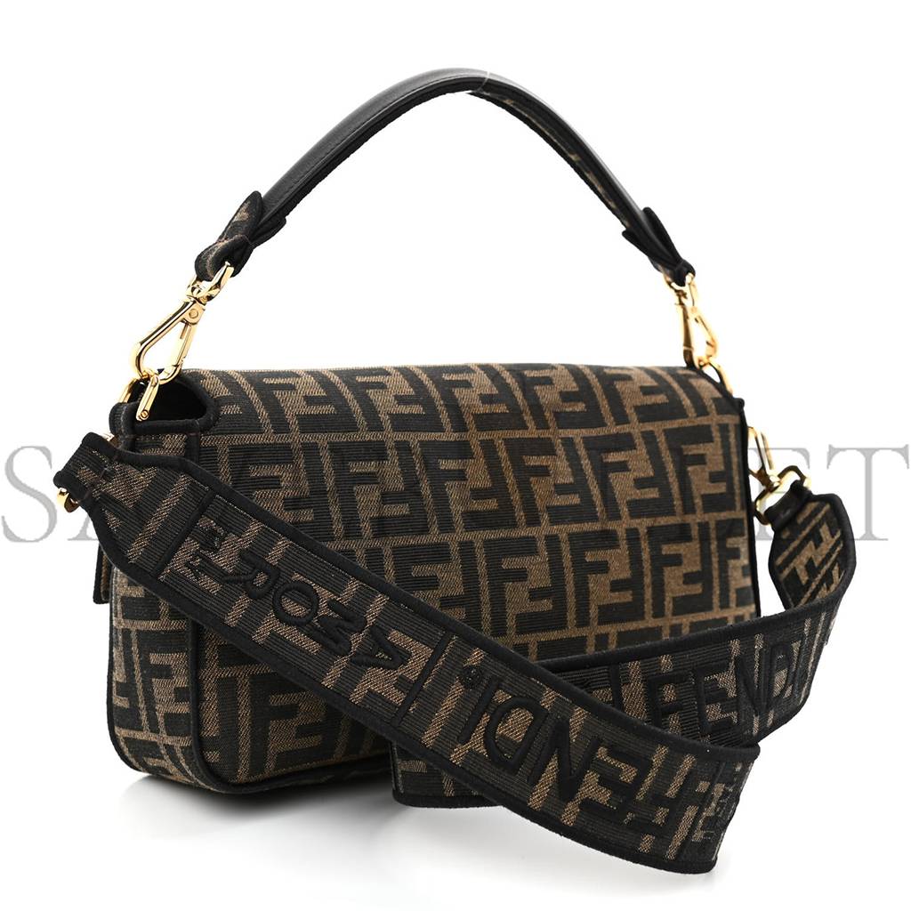 FENDI FABRIC JACQUARD FF 1974 MEDIUM BAGUETTE TOBACCO MORO BLACK (27*13*6cm) FENDI FABRIC JACQUARD FF 1974 MEDIUM BAGUETTE TOBACCO MORO BLACK (27*13*6cm)