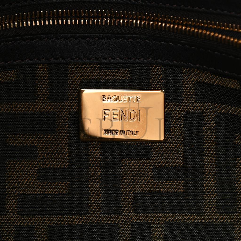 FENDI FABRIC JACQUARD FF 1974 MEDIUM BAGUETTE TOBACCO MORO BLACK (27*13*6cm) FENDI FABRIC JACQUARD FF 1974 MEDIUM BAGUETTE TOBACCO MORO BLACK (27*13*6cm)