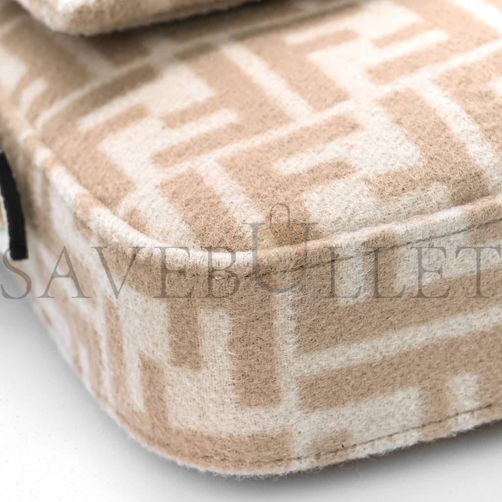 FENDI WOOL CUOIO ROMANO SELLERIA FF 1974 BAGUETTE 1997 BEIGE CAMMELLO CAMELIA (27*15*4cm) FENDI WOOL CUOIO ROMANO SELLERIA FF 1974 BAGUETTE 1997 BEIGE CAMMELLO CAMELIA (27*15*4cm)