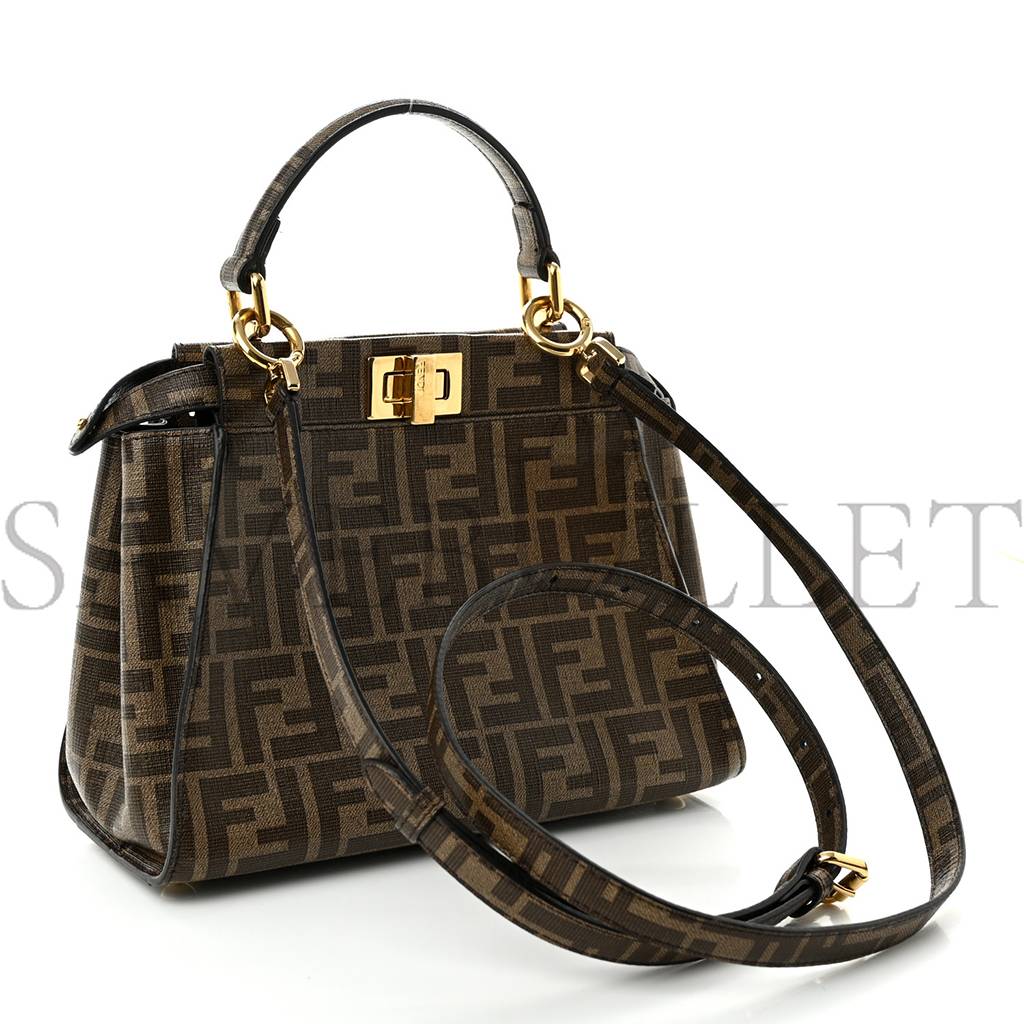 FENDI GLAZED FABRIC VITELLO FF 1974 HAIRDO GIRLS INLAY MINI PEEKABOO ICONIC SATCHEL MOGANO PANNA MULTICOLOR (23*18*13cm) FENDI GLAZED FABRIC VITELLO FF 1974 HAIRDO GIRLS INLAY MINI PEEKABOO ICONIC SATCHEL MOGANO PANNA MULTICOLOR (23*18*13cm)