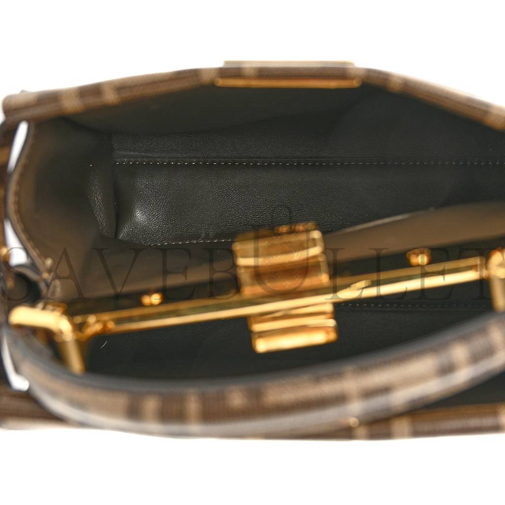FENDI GLAZED FABRIC VITELLO FF 1974 HAIRDO GIRLS INLAY MINI PEEKABOO ICONIC SATCHEL MOGANO PANNA MULTICOLOR (23*18*13cm) FENDI GLAZED FABRIC VITELLO FF 1974 HAIRDO GIRLS INLAY MINI PEEKABOO ICONIC SATCHEL MOGANO PANNA MULTICOLOR (23*18*13cm)