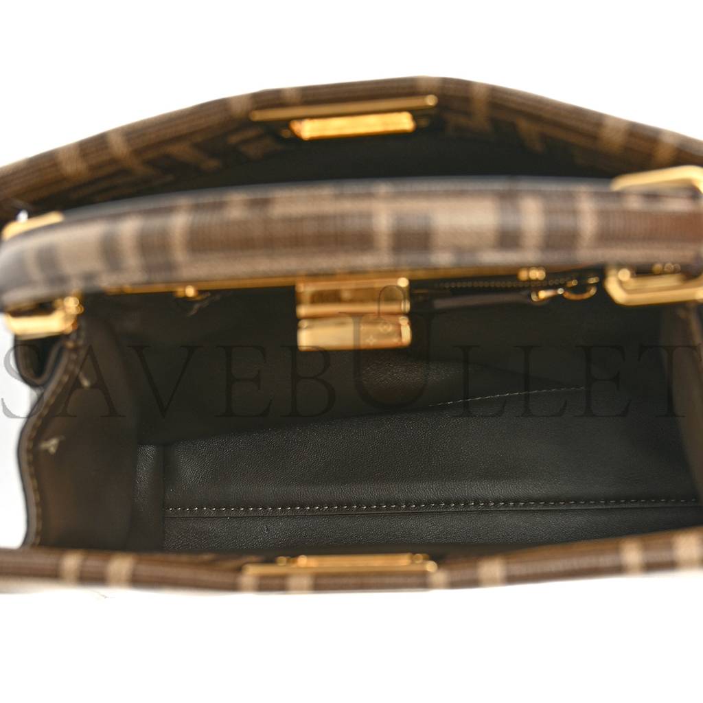 FENDI GLAZED FABRIC VITELLO FF 1974 HAIRDO GIRLS INLAY MINI PEEKABOO ICONIC SATCHEL MOGANO PANNA MULTICOLOR (23*18*13cm) FENDI GLAZED FABRIC VITELLO FF 1974 HAIRDO GIRLS INLAY MINI PEEKABOO ICONIC SATCHEL MOGANO PANNA MULTICOLOR (23*18*13cm)