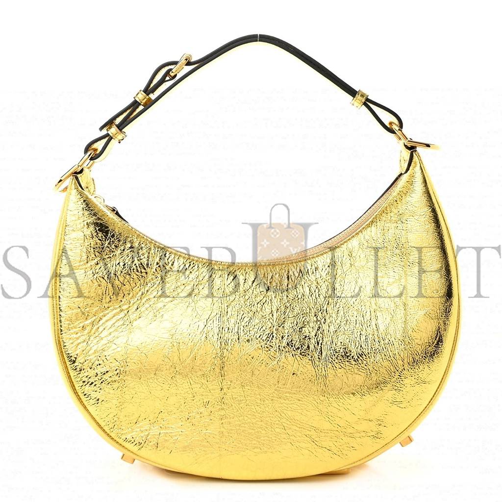 FENDI LAMINATED CRAQUELE LAMBSKIN SMALL FENDIGRAPHY HOBO GOLD (27*23*10cm) FENDI LAMINATED CRAQUELE LAMBSKIN SMALL FENDIGRAPHY HOBO GOLD (27*23*10cm)