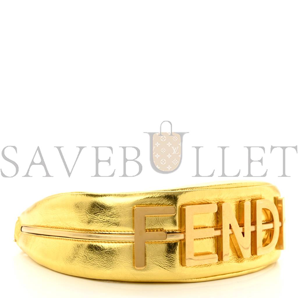 FENDI LAMINATED CRAQUELE LAMBSKIN SMALL FENDIGRAPHY HOBO GOLD (27*23*10cm) FENDI LAMINATED CRAQUELE LAMBSKIN SMALL FENDIGRAPHY HOBO GOLD (27*23*10cm)