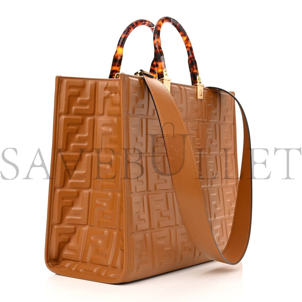 FENDI VITELLO PLEXIGLASS FF EMBOSSED MEDIUM FENDI SUNSHINE SHOPPER TOTE CARAMELLO (35*31*17cm) FENDI VITELLO PLEXIGLASS FF EMBOSSED MEDIUM FENDI SUNSHINE SHOPPER TOTE CARAMELLO (35*31*17cm)