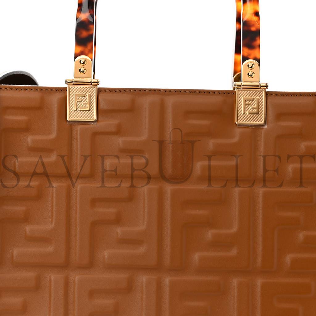 FENDI VITELLO PLEXIGLASS FF EMBOSSED MEDIUM FENDI SUNSHINE SHOPPER TOTE CARAMELLO (35*31*17cm) FENDI VITELLO PLEXIGLASS FF EMBOSSED MEDIUM FENDI SUNSHINE SHOPPER TOTE CARAMELLO (35*31*17cm)