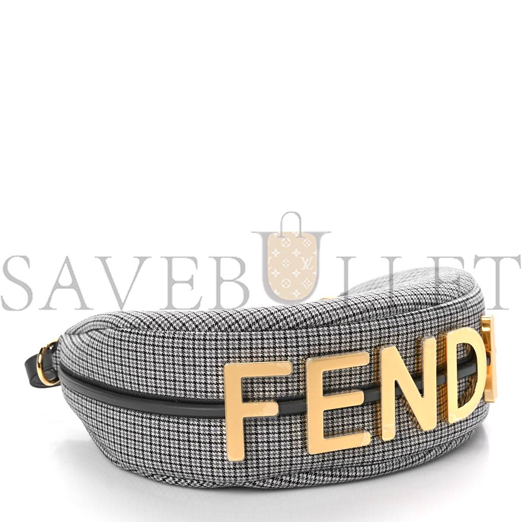 FENDI WOOL HOUNDSTOOTH SMALL FENDIGRAPHY HOBO BAG GRIGIO ANTHRACITE (28*23*8cm) FENDI WOOL HOUNDSTOOTH SMALL FENDIGRAPHY HOBO BAG GRIGIO ANTHRACITE (28*23*8cm)